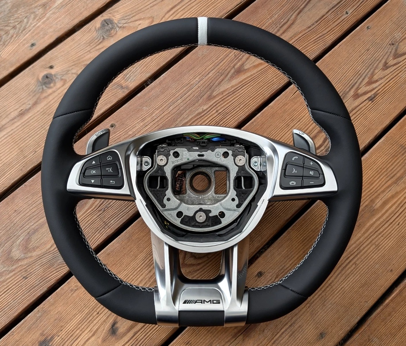 NEW LEATHER steering wheel for Mercedes 2014-2018 AMG W205 W213 W447 Vito WHITE